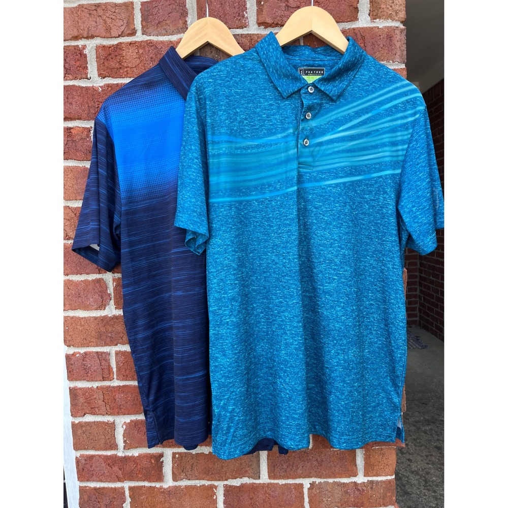 Ben Hogan Performance Mens Golf Polo Shirts Set of 2 Blue Teal Large L